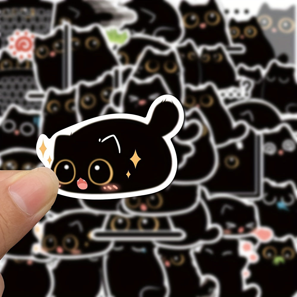 40pcs Cartoon Cat Waterproof Stickers with Playful Expressions