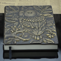 Vintage Embossed PU Leather Notebook Owl Patterned A5 Notebook