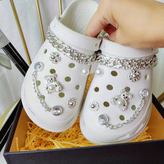 Rhinestone Pearl Shoe Charm Chain DIY Clogs Accessory