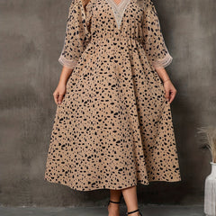  Women's Leopard Print Lace Maxi Dress