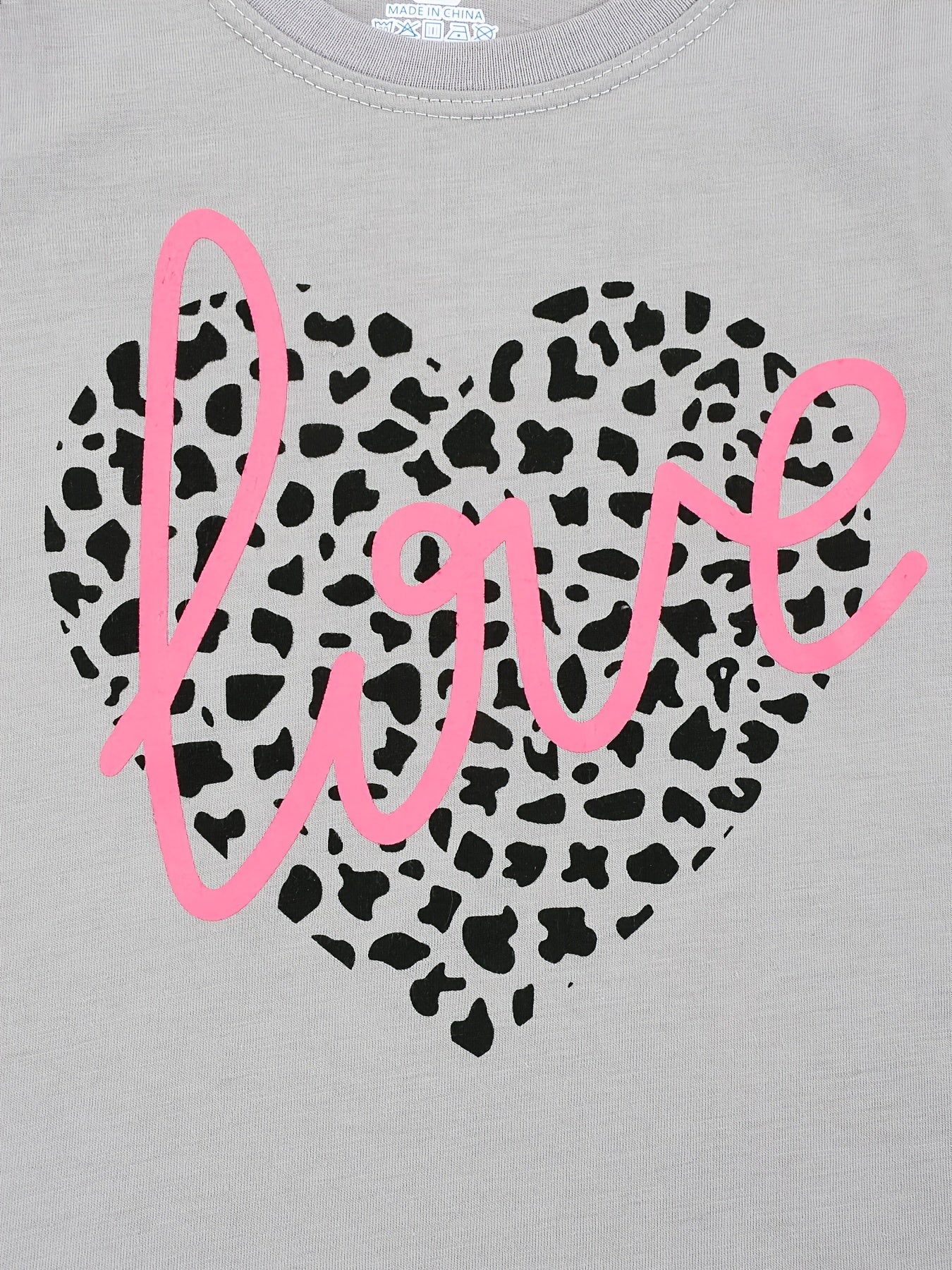 Girls Leopard Heart Graphic PJ Set