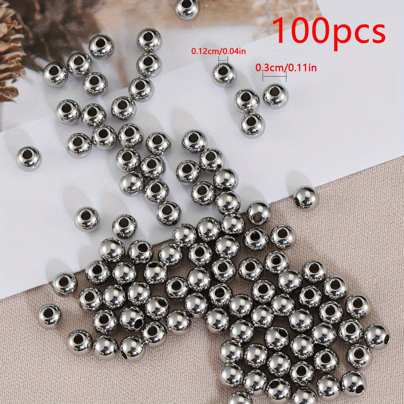 100pcs Stainless Steel Beads Big Hole Spacer Beads For Jewelry Making
