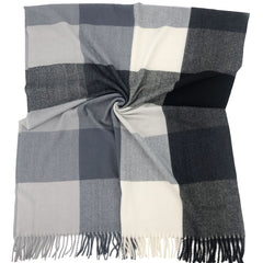 Geometric Plaid Tassel Scarf for Women Windproof Wrap