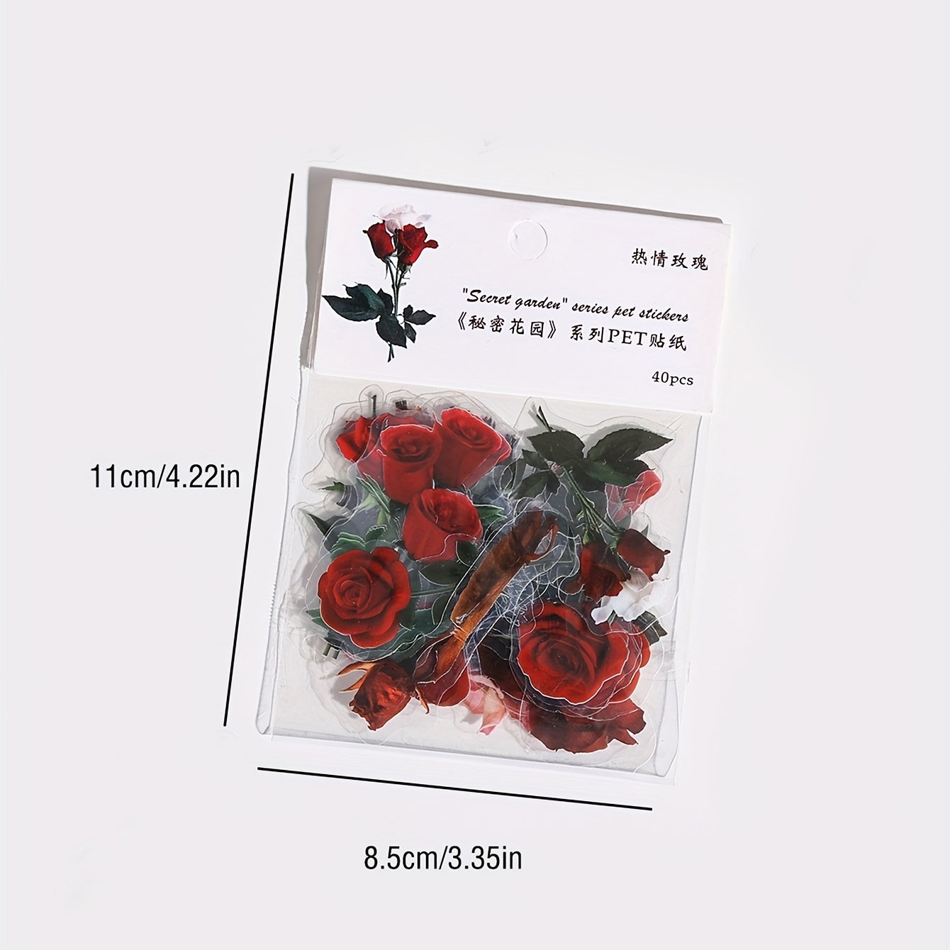 Vintage Red Rose Decorative Waterproof Stickers for Water Bottle Laptop Phone