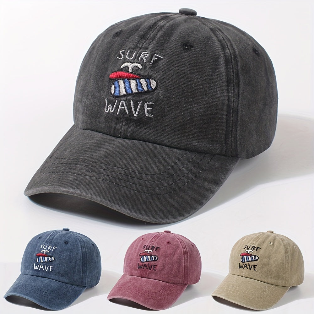 SURF WAVE Embroidery Baseball Cap Distressed Cotton Dad Hats
