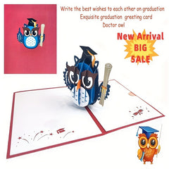 3D Doctor Owl Graduation Card GraduationCap and Diploma Card