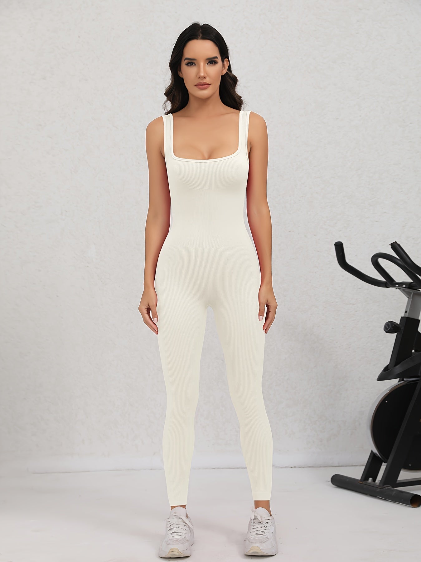 Women's Yoga Ribbed Bodysuit Sleeveless Jumpsuit