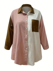  Colorblock Textured Button Up Shirt