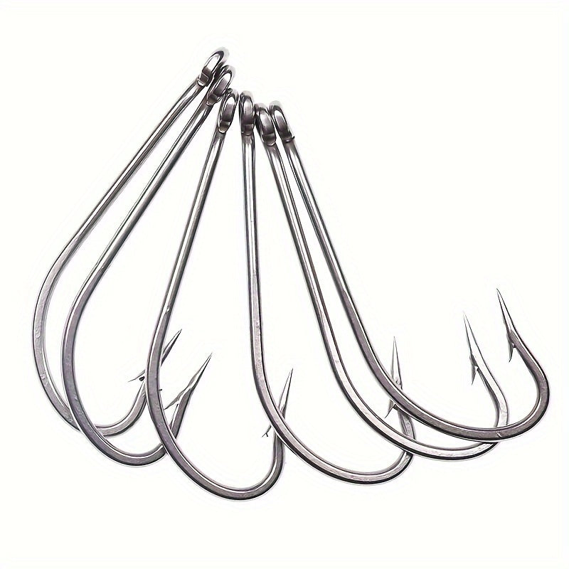 50pcs Stainless Steel Fishing Hooks Long Shank For Freshwater & Seawater