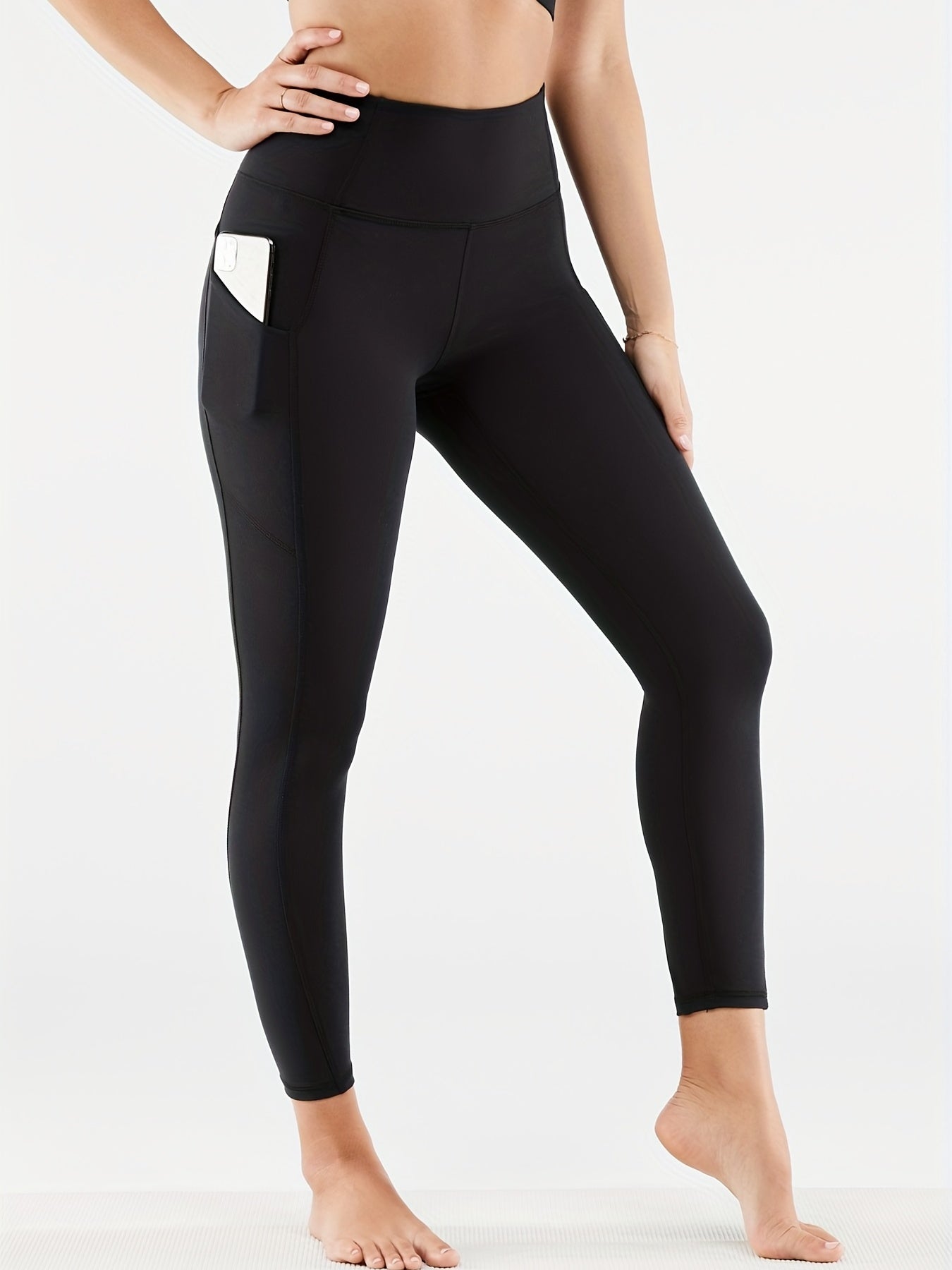  High Rise Tummy Control Yoga Leggings With Pockets