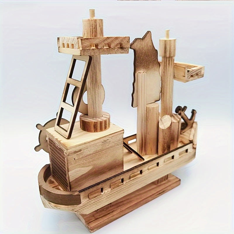 Wooden Motor Boat Model Office Ornaments