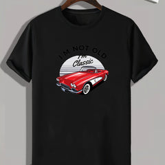 Classic Car Print Men's Graphic T-shirt for Summer