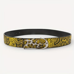 Snake Pattern Hip Hop Leather Belt Smooth Buckle