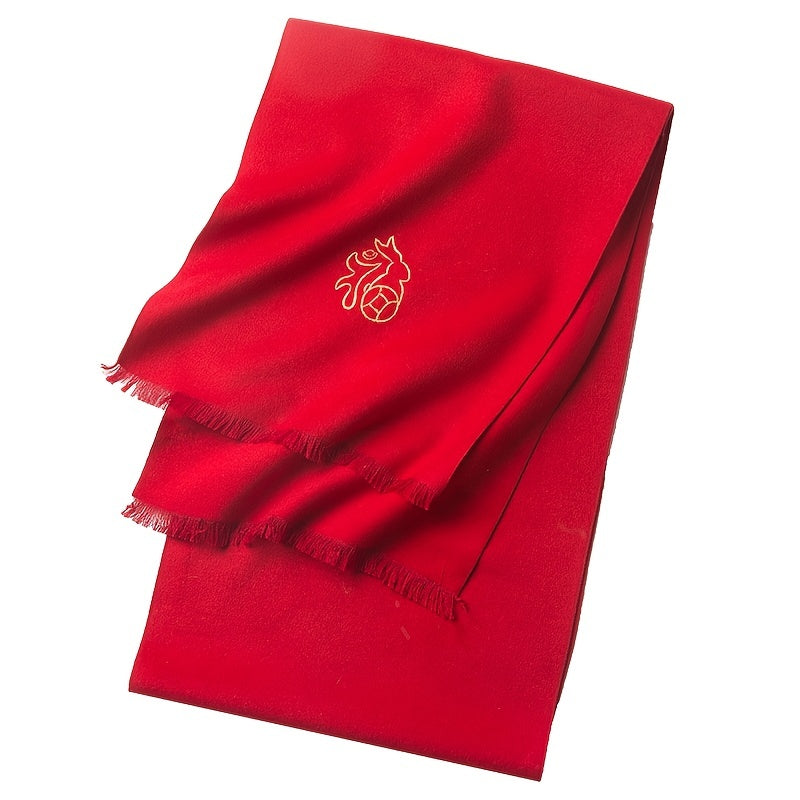 Red Silk Scarf Embroidery Neck Gaiter Cold Weather Scarves