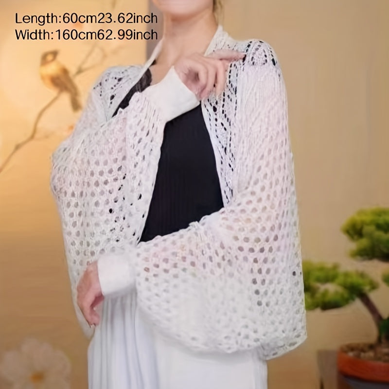 Solid Knitted Warm Wraps Hollow Out Shawl