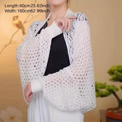 Solid Knitted Warm Wraps Hollow Out Shawl