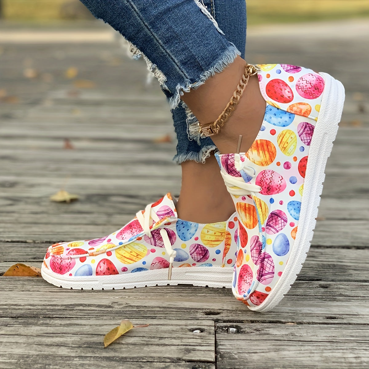 Colorful Pattern Flat Skate Shoes Breathable Lightweight Casual Sneakers