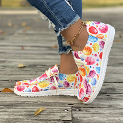 Colorful Pattern Flat Skate Shoes Lightweight Sneakers