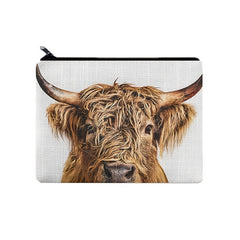 Cow Carry On Pouch Zipper Storage Bag Canvas Coin Purse
