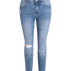 Women's Plus Washed Ripped Button Fly Skinny Jeans