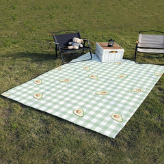 Green Plaid Portable Picnic Pad Waterproof Beach Blanket