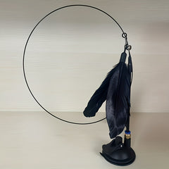Feather Decor Cat Teaser Stick Toy with Bell and Suction Cup