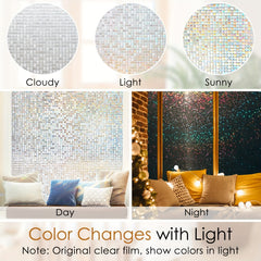 Privacy Window Film Stained Glass Rainbow Decorative Vinyl UV Blocking