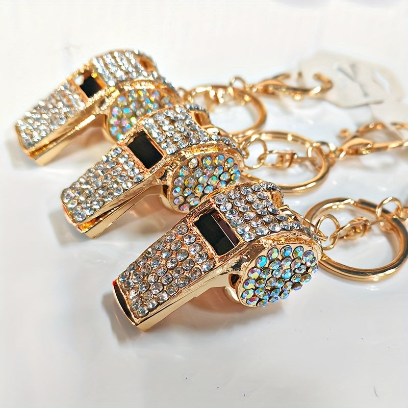 Rhinestones Whistle Keychain Bag Decorative Ornament