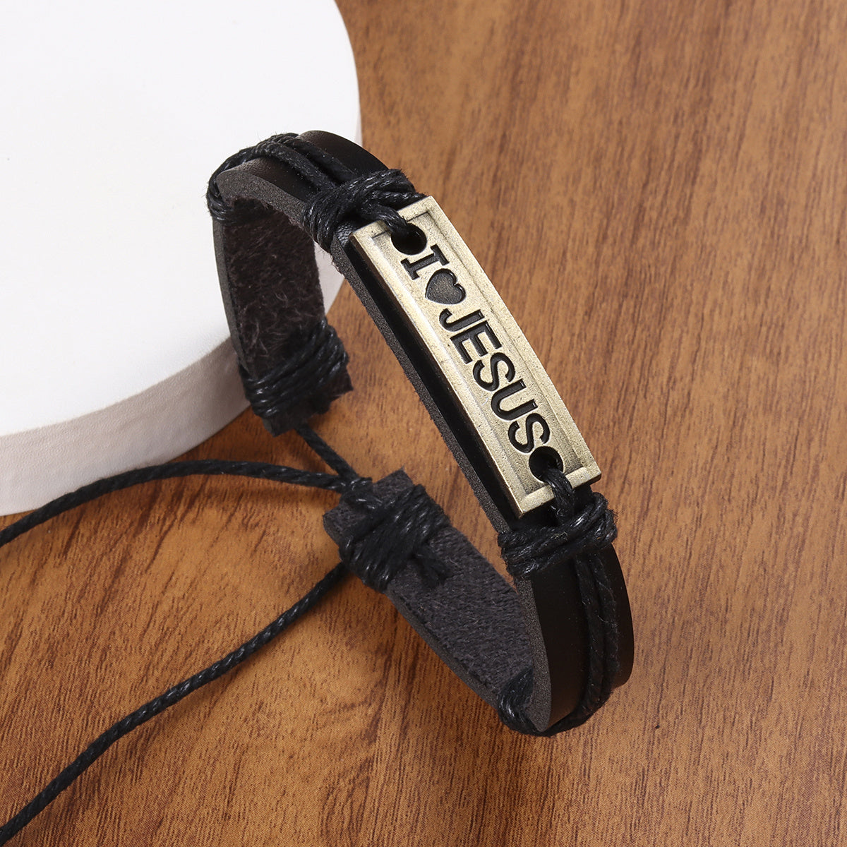 Men's Vintage I LOVE JESUS Leather Bracelet
