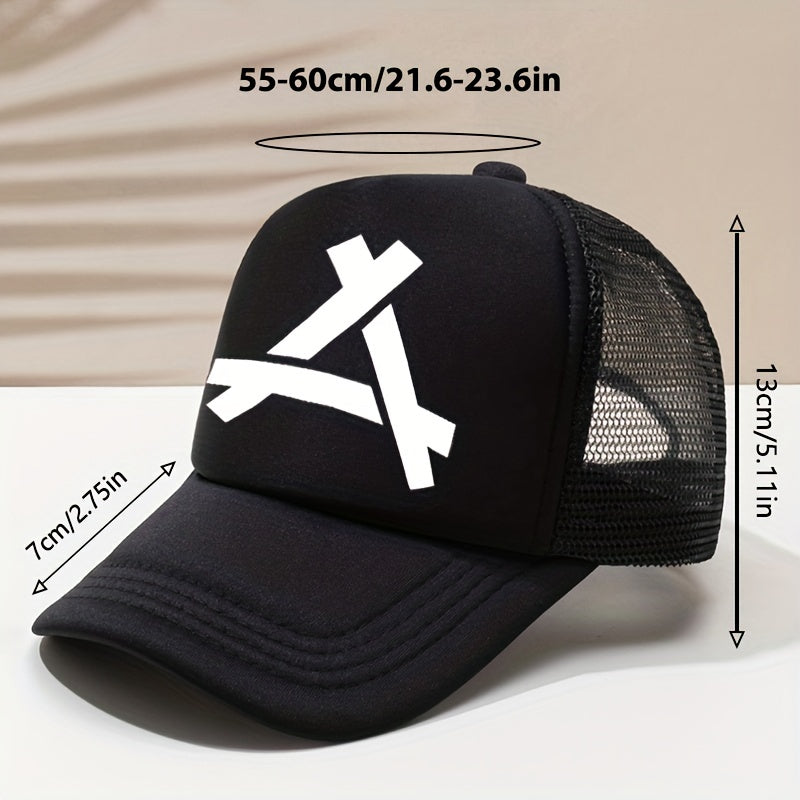 Unisex Mesh Sunshade Breathable Baseball Cap with Triangle Embroidery