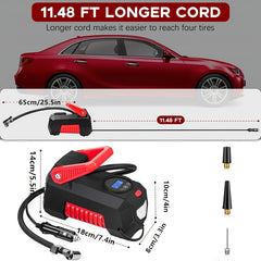 150 PSI Auto Air Compressor Tire Inflator Pump with Digital Display & Flashlight