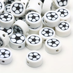 50pcs Football Pattern Soft Pottery Beads DIY Accessories
