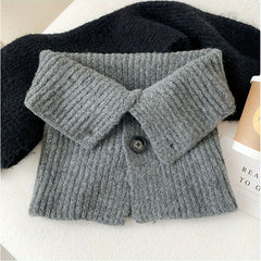 Button Knitted Scarf - Short Neck Protection Warm Windproof Elastic Neck Sca