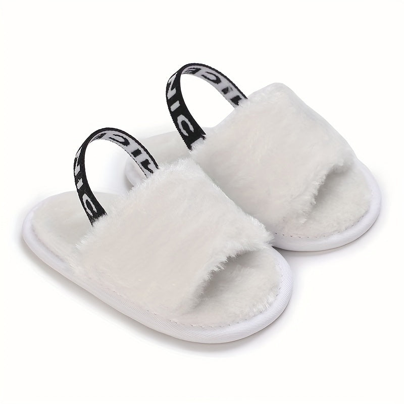 Furry Sandals For Baby Girls Lightweight Non slip Walking Shoes
