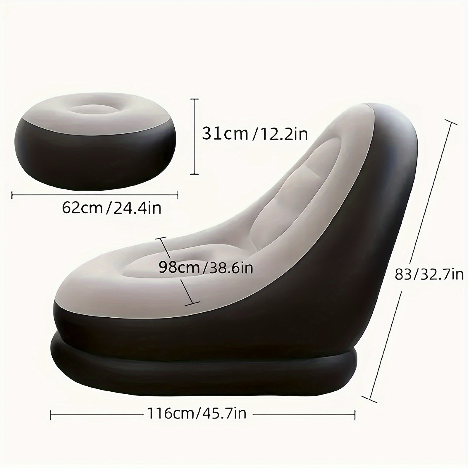Portable Inflatable Lounge Chair with Footrest - Comfortable Outdoor Sofa Bed