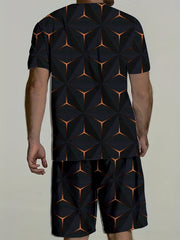 Men's 2 Piece Outfits 3D Pattern T-Shirt & Drawstring Shorts Set