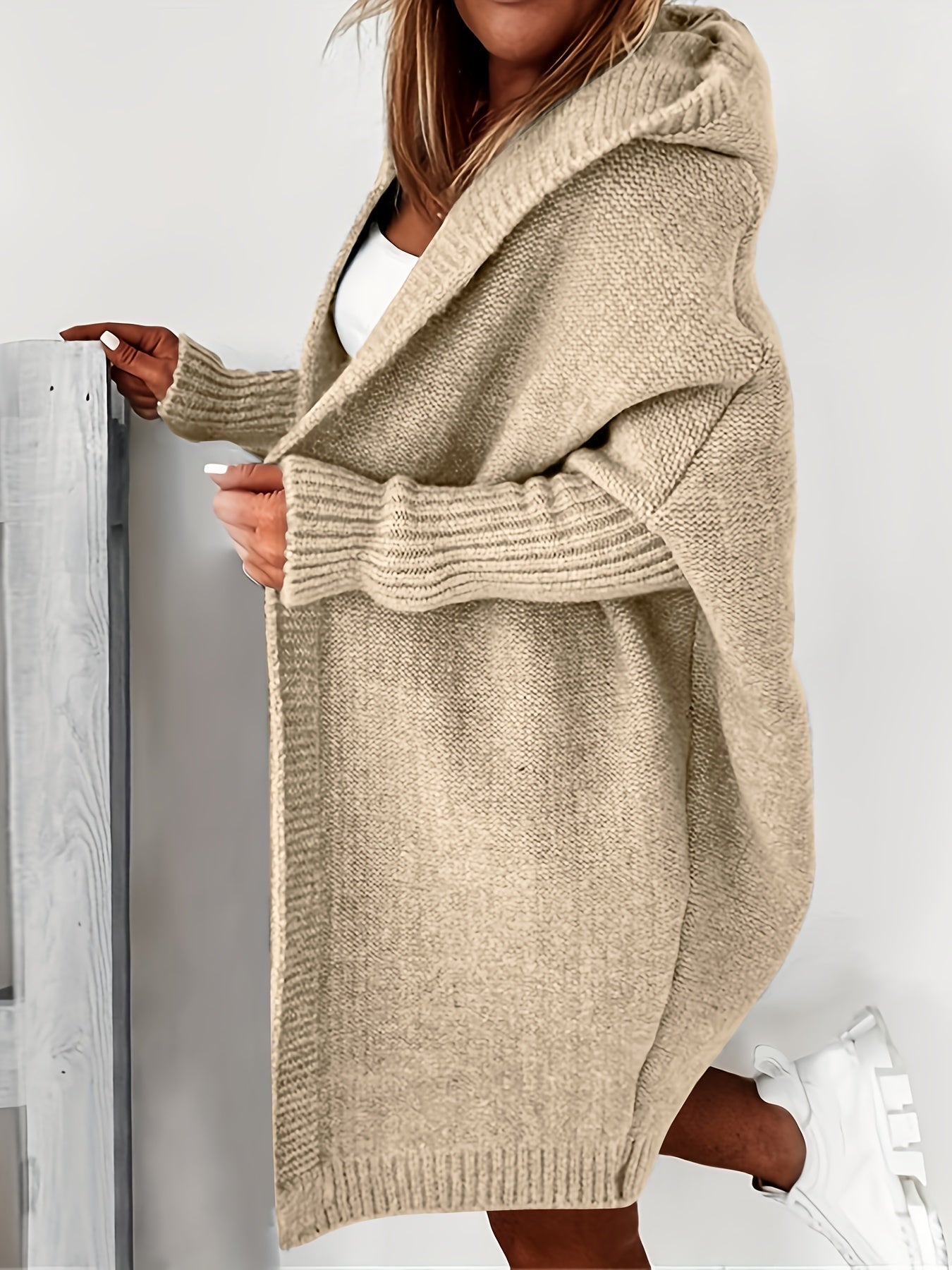 Oversized Knitted Cardigan Long Sleeve Casual Sweater For Winter & Fall