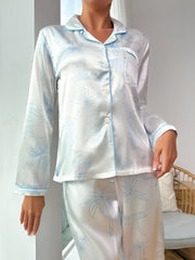 Floral Print Pajama Set Long Sleeve Top & Lounge Pants