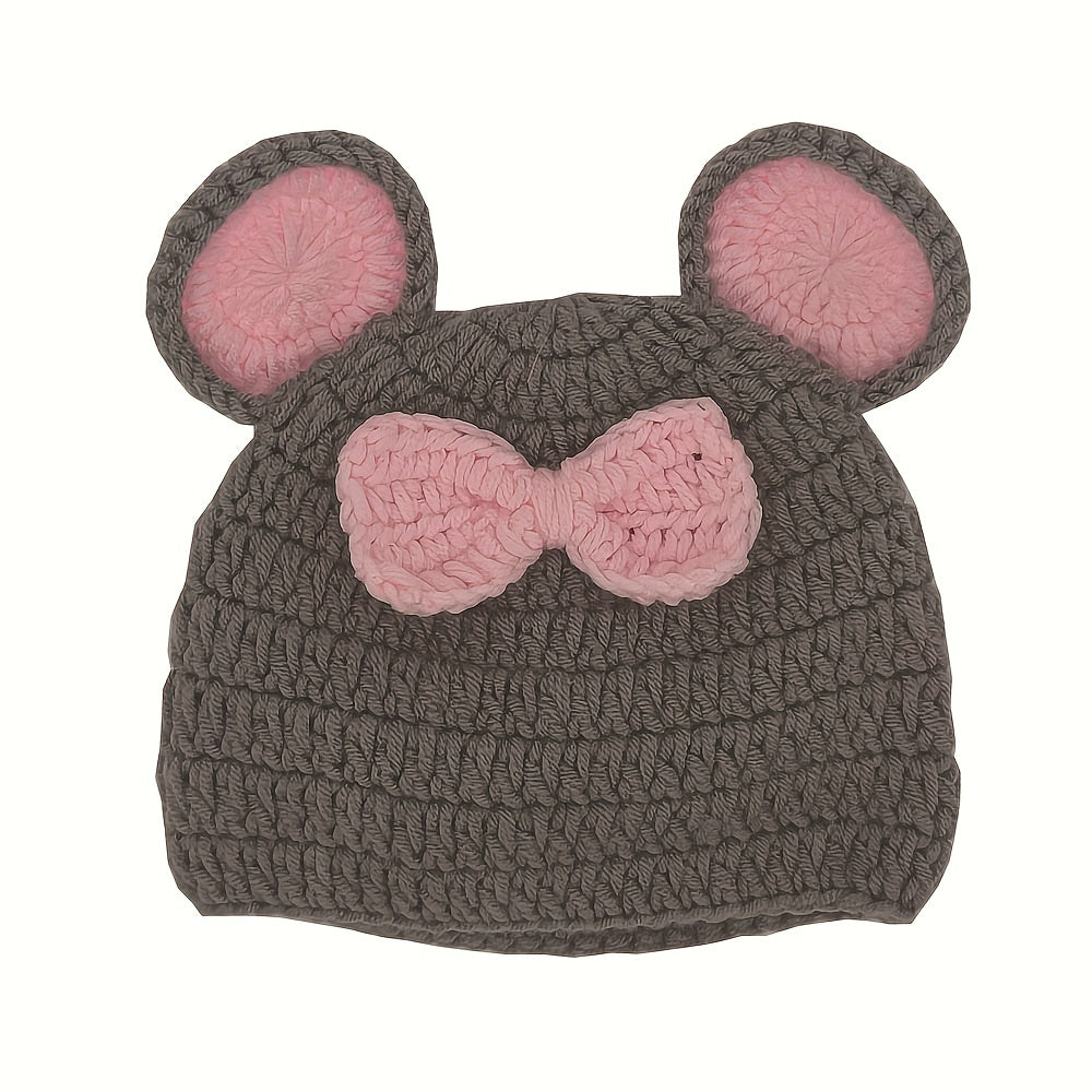 Mouse Gauze Dress & Wool Set for Newborn Photo Shoots