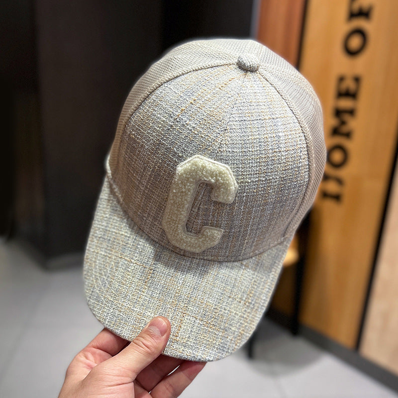 C Letter Peaked Hat Women Summer Shade Breathable Mesh Hat