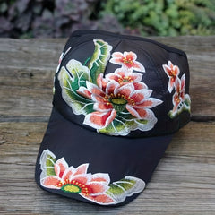 Lotus Embroidery Boho Baseball Cap Cotton Sun Hat