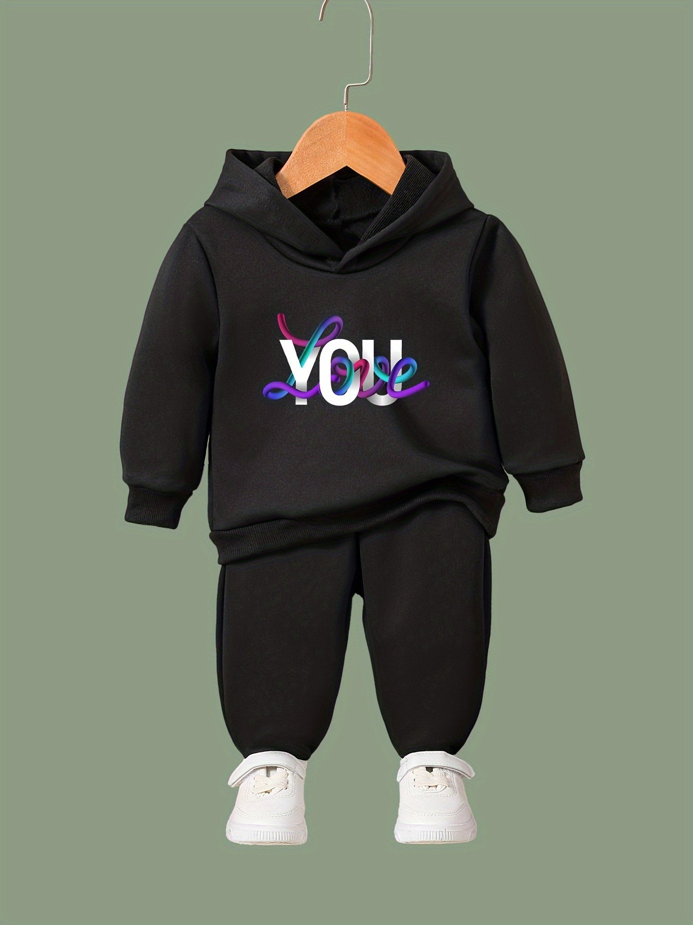 OERYUI 2pcs YOU Letter Print Hoodies Pants Set Boys Girls Spring Fall
