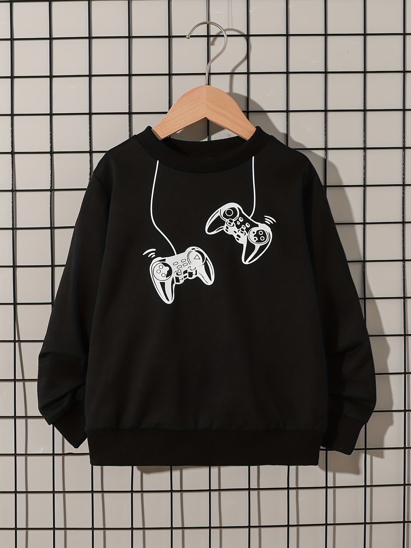 Gamepad Boys Pullover Sweatshirt Long Sleeve Crew Neck Tops
