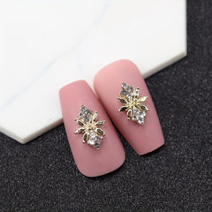 10pcs Golden Metal 3D Nail Art Decoration Geometric Nail Rhinestone Gems