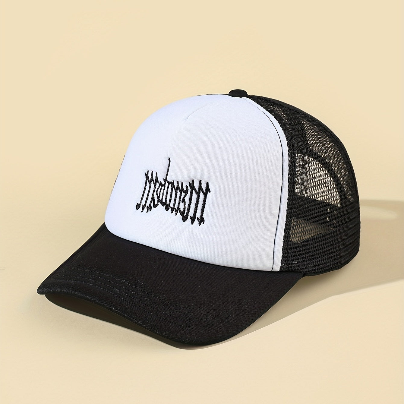 Gothic Embroidery Trucker Hat Couple Baseball Cap Unisex Hip Hop Adjustabl