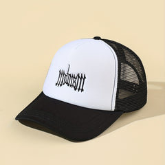 Gothic Embroidery Trucker Hat Couple Baseball Cap Unisex Hip Hop Adjustabl