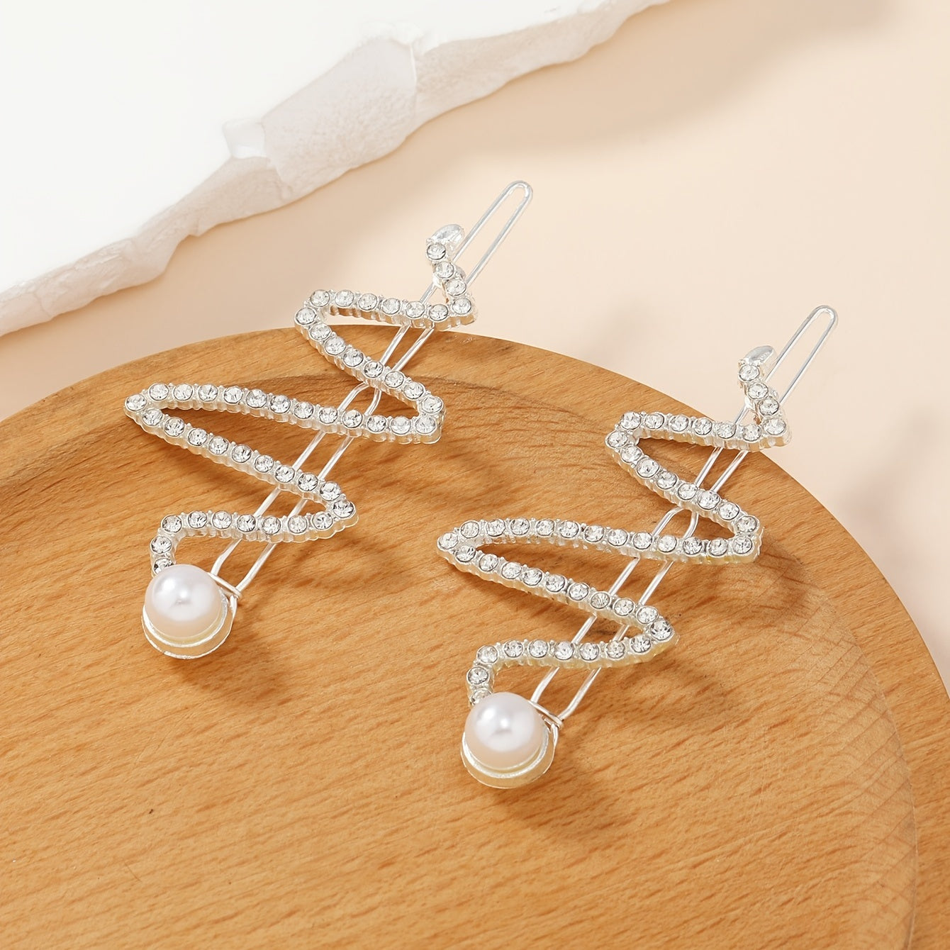 Snake Shaped Pearl Hair Pins Rhinestone Bobby Pin Barrette