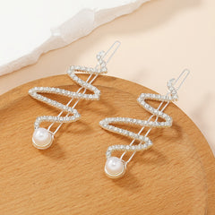 Snake Shaped Pearl Hair Pins Rhinestone Bobby Pin Barrette