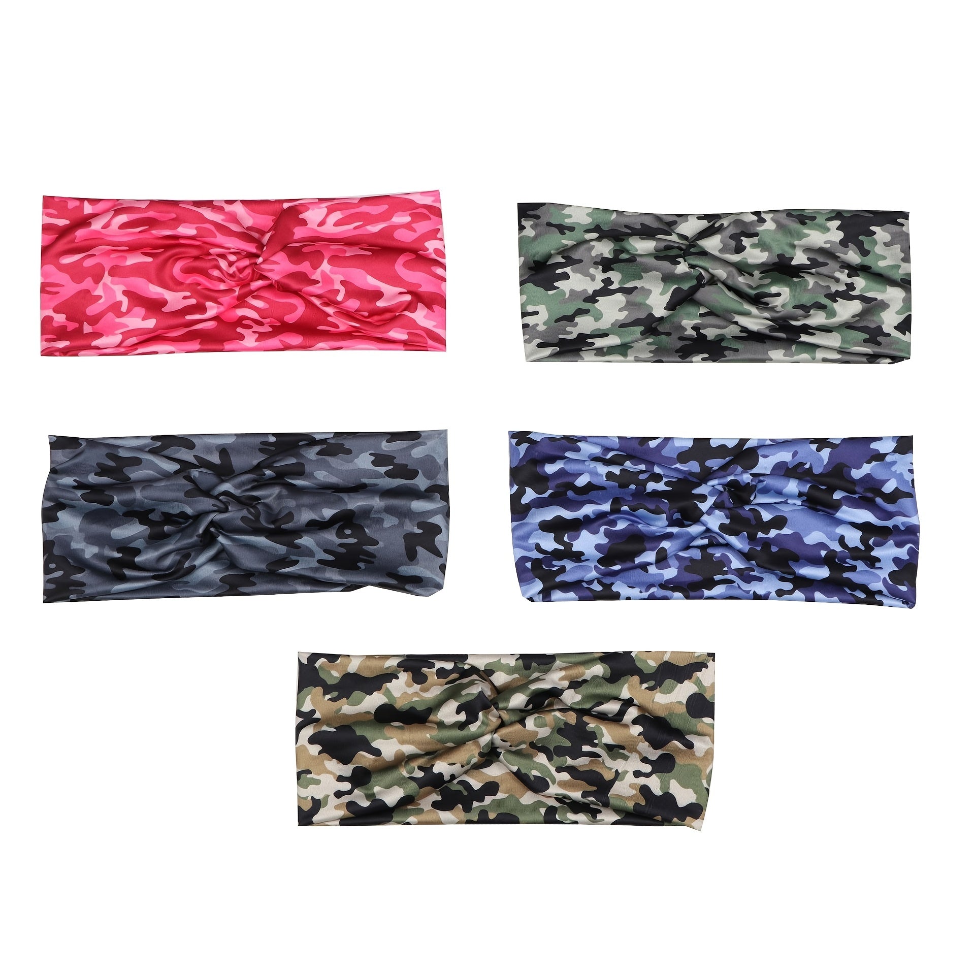 Camouflage Print Wide Headbands Women Knotted Turban Elastic Non Slip Hair Bands