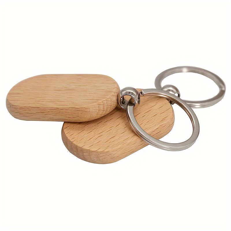 20pcs Blank Wooden Tag Keychain Engraved Keyring